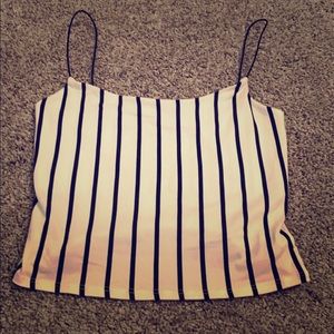 Black and white striped crop top